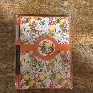 BNIB Floral and Fruit Patterned Notebook with Pen